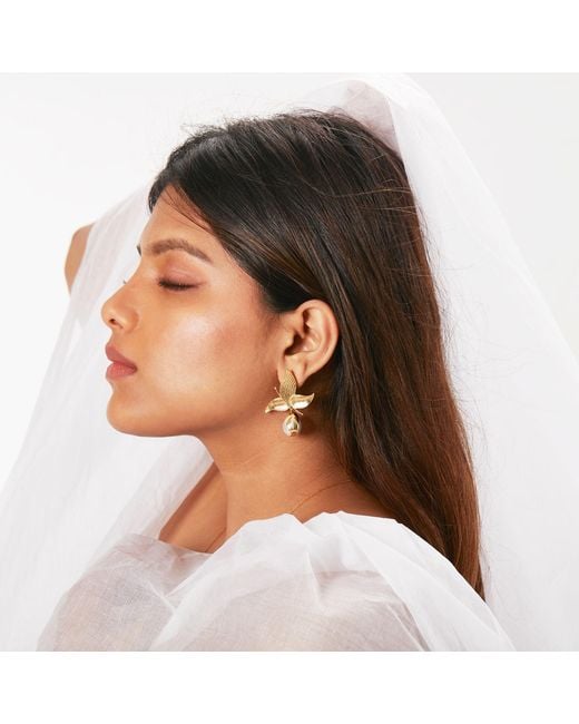 Dhwani Bansal Metallic Zooni Earrings With Baroque Pearls