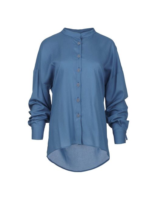 Conquista Blue Sky Blouse With Mandarin Collar