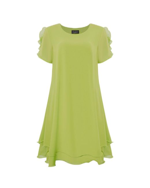 James Lakeland Green Short Sleeve Wave Hem Dress Lime