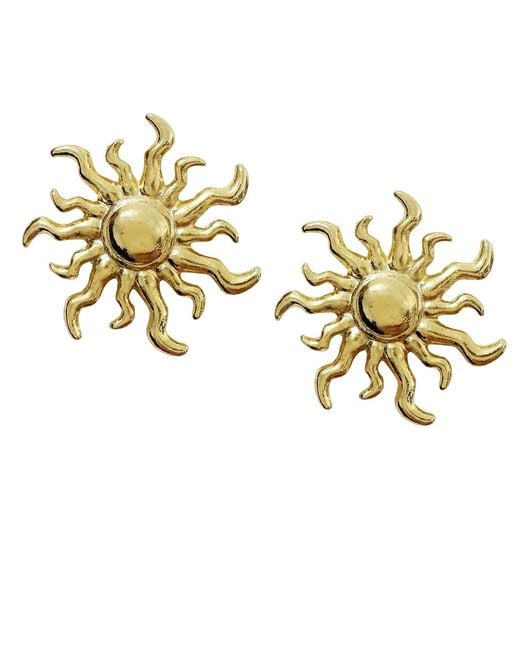 Maison De Gala Metallic Sunburst Statement Stud Earrings