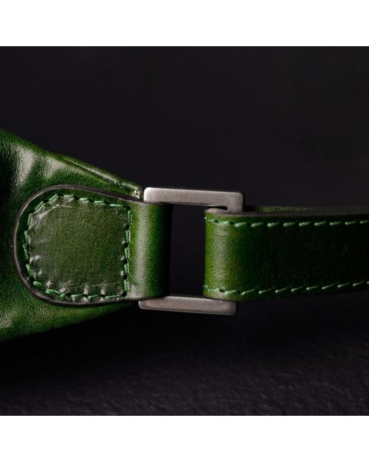 Time Resistance Green Leather Sling Bag Belly Bag