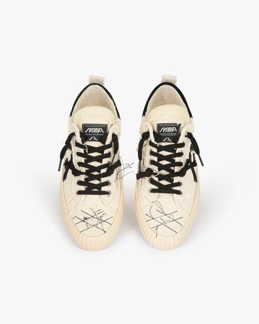 Springa | Unique Vulcanized Sneakers Italian Handmade White Neutrals Wavy Olona Naba Sneakers for men