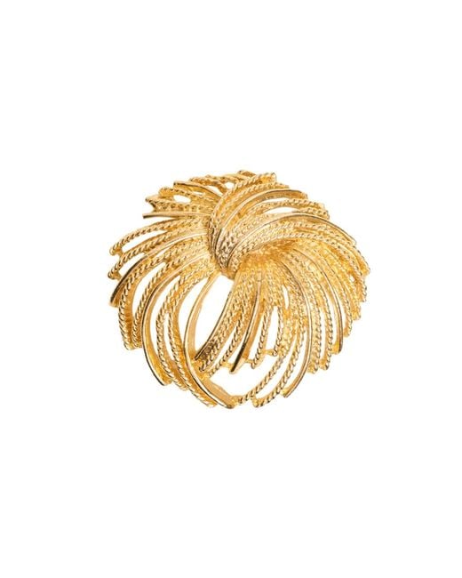 Caramel Vintage Jewellery Metallic Plated Textured Swirl Brooch