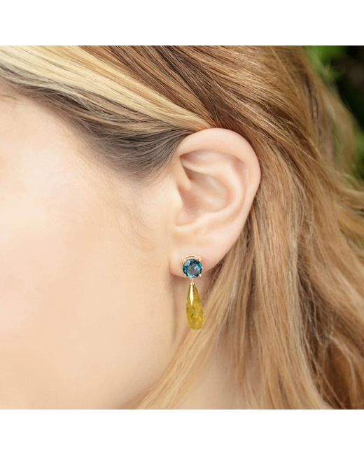 Augustine Jewels Blue Topaz & Citrine Drop Earrings