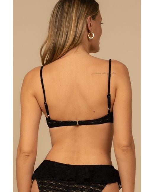 Montce Black Daisy Lace Petal Bikini Top