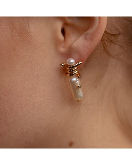 Arctic Fox & Co. Metallic Layla 18Ct-Plated Pearl Earrings