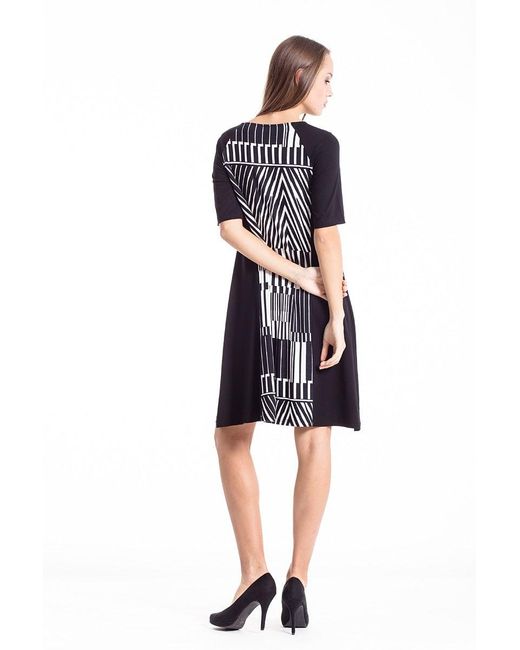 Conquista Black Animal Print A Line Dress