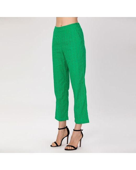 Smart and Joy Natural Neutrals Eyelet Cotton Lace Pants -Cream