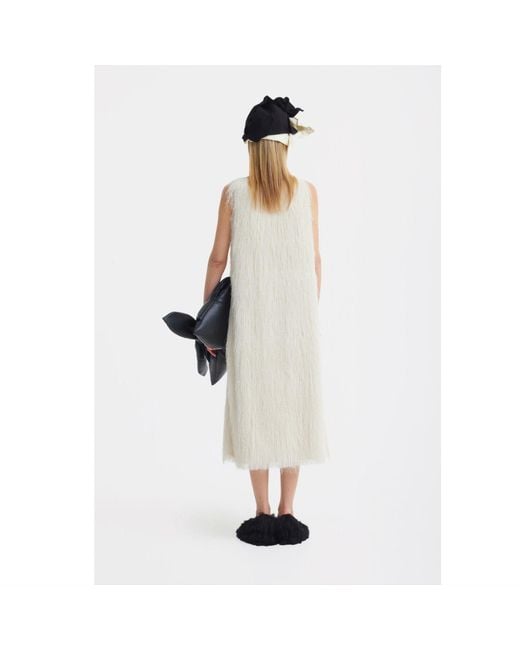 Julia Allert Natural Neutrals Sleeveless Textured Pile Midi Dress