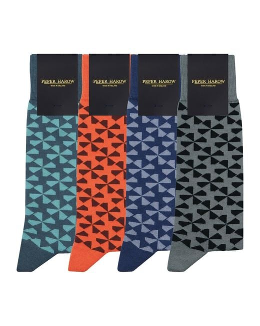Peper Harow - Made in England Blue Windmill Socks – Bundle for men