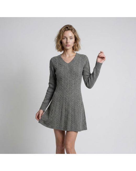 Modenaire Gray Cable Knit Dress Sculpted Texture