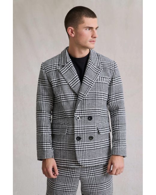 Hay Life Gray Double Breasted Check Blazer