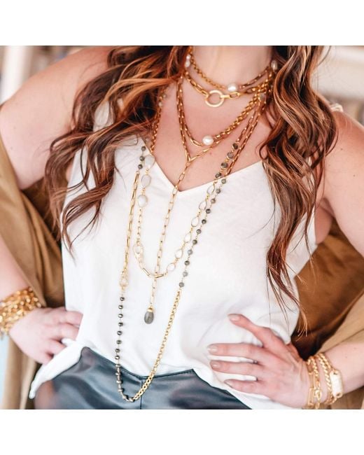 Loni Paul Jewelry Metallic Moonstone, Labradorite, Crystal & Pearl Necklace