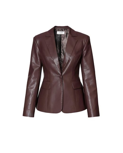 AGGI by HALEWSKI Brown Bonnie Chocolate Vegan Leather X Shaped Blazer