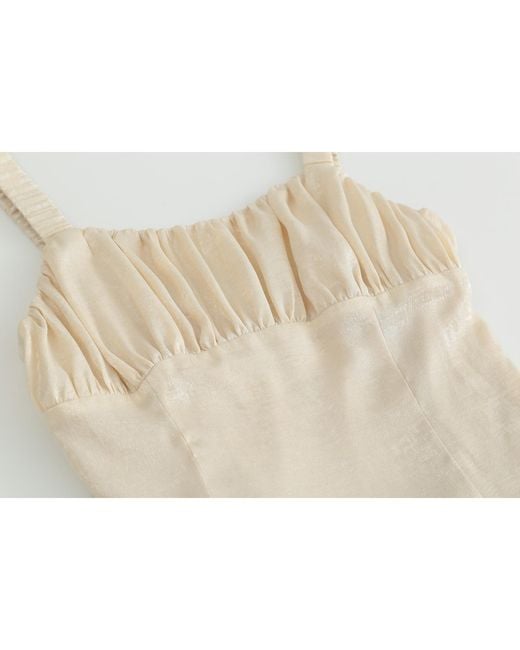 Aisl Natural Ruched Bust Bubble Hem Mini Dress
