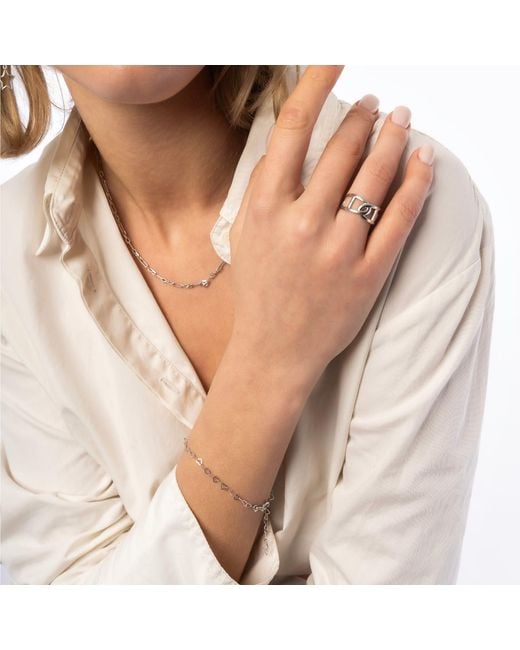Spero London Metallic Love Heart Sterling Chain Bracelet & Necklace Set