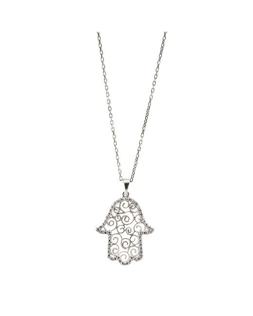 Ebru Jewelry Metallic Spiral Design Hamsa Sterling & Diamond Necklace