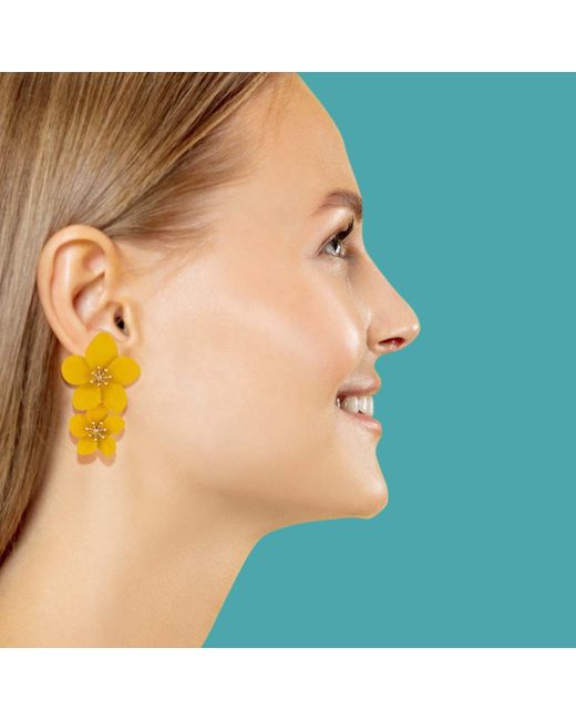 Michael Nash Jewelry Yellow Ochre Floral Earrings