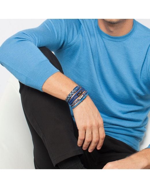 Tateossian Blue Classic Discs Beaded Bracelet for men