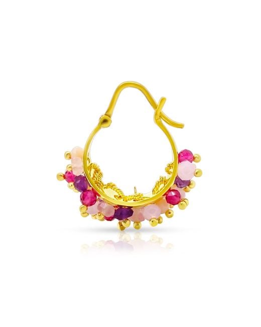 GEM BAZAAR Metallic Bejewelled Hoops