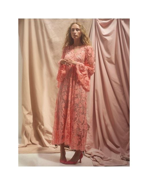 Lisa The Label Pink Magnolia Lace Dress With Silk Slip Lining