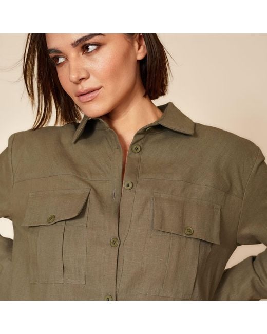 Gunda Hafner Ltd Gray Neutrals Khaki Linen Safari Shirt