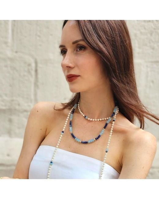 Farra Blue Lapis With Opal Color Matching Necklace
