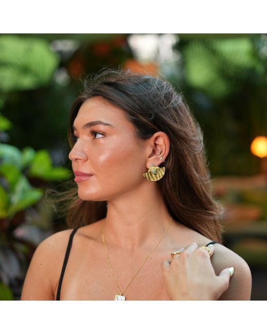 Ebru Jewelry Yellow Turquoise Honey Bee Chunky Earrings