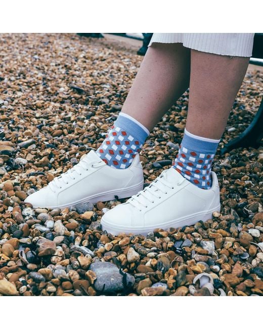 Peper Harow - Made in England Blue Diamonds Socks