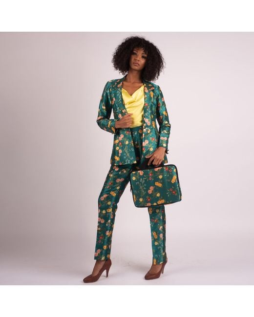 Richa Sharma Green Single Breasted Tailored Blazer Jacket
