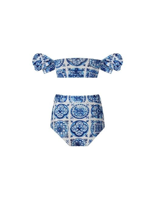 Nur Karaata Blue Poppy Bleu Blanc Bikini