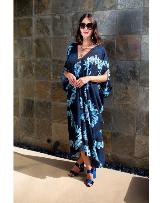 Jennafer Grace Blue Nebula Lei Caftan