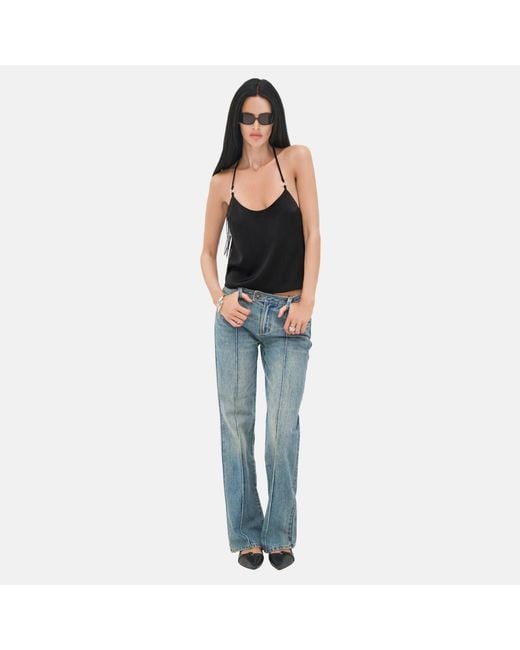 OW Collection Black Lindsey Satin Top