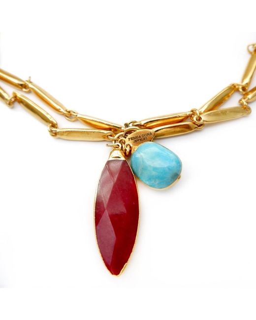 Persia Dona Jewelry Metallic Marquis Ruby X Pendant Necklace