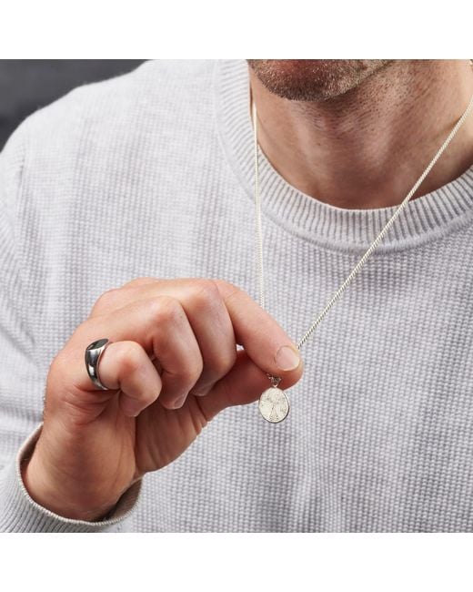 Posh Totty Designs Metallic Sterling Silver Men's Molten Disc Necklace for men
