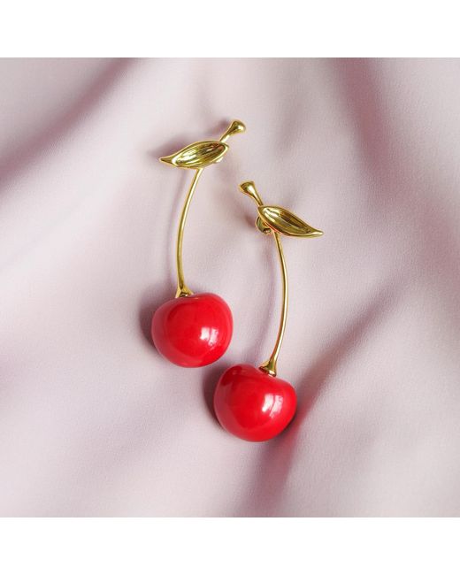 POPORCELAIN Red Porcelain Cherry Earrings