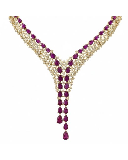 Latelita London Pink Baroness Statement Necklace Ruby