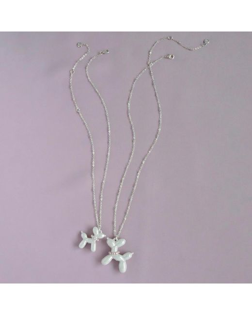 POPORCELAIN Metallic Pearly Porcelain Balloon Doggie Necklace, Tone