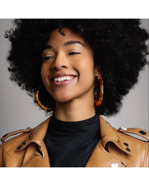 Gold & Honey Metallic Xl Bamboo Hoop Earrings