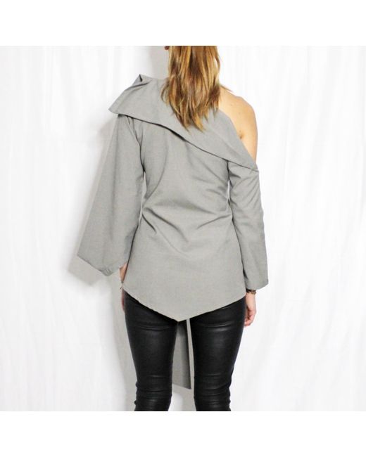 Boutique Kaotique Gray Indonesian Off The Shoulder Top