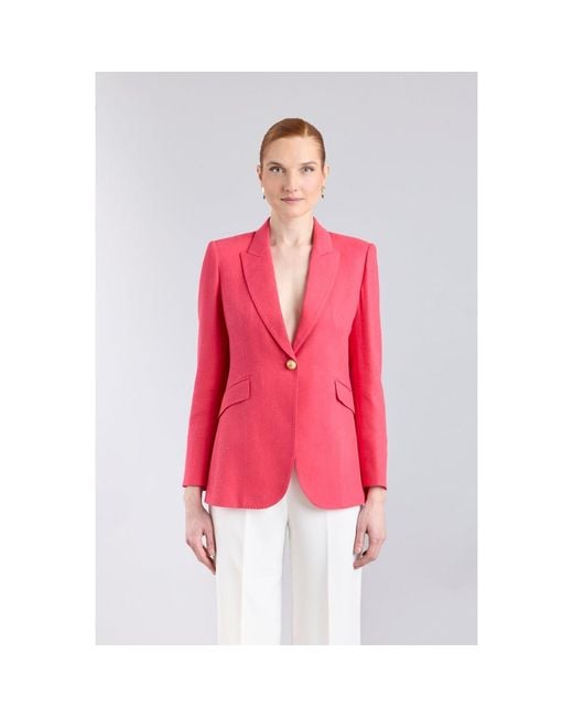 The Extreme Collection Pink Fuchsia Tailored Linen Blazer