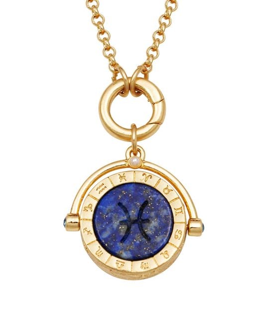 Fable England Metallic Pisces Zodiac Spinner Necklace