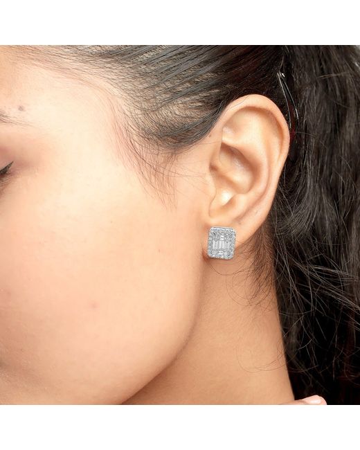 Artisan Metallic Diamond Cluster Halo Stud Earrings