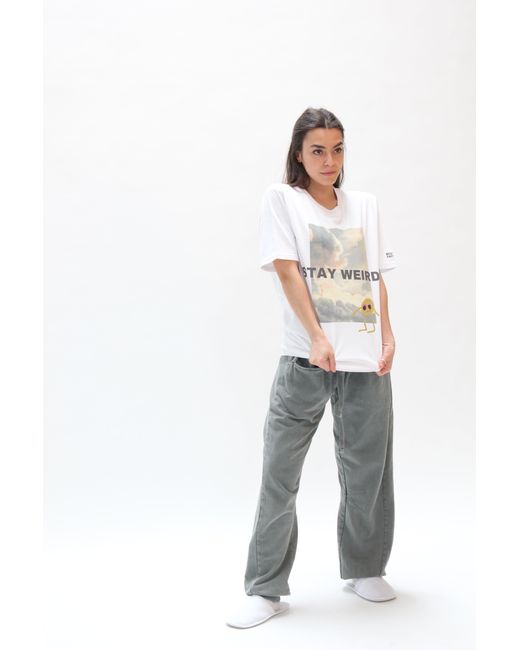 Boutique Kaotique White Stay Weird Organic Cotton T-Shirt