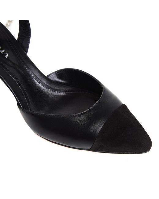 Ginissima Black Alice Pearl Natural Leather Shoes Low Heel