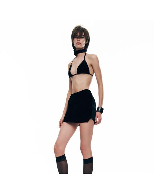 Serotoninn Black Velvet Draped Mini Skort