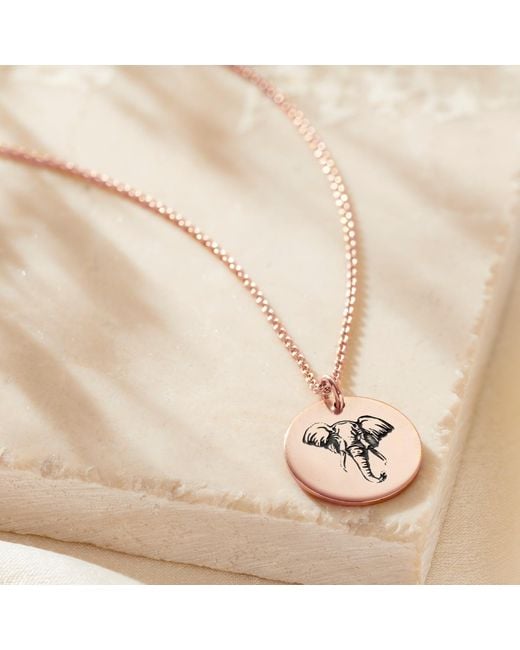 Posh Totty Designs Pink Plated Elephant Spirit Animal Necklace
