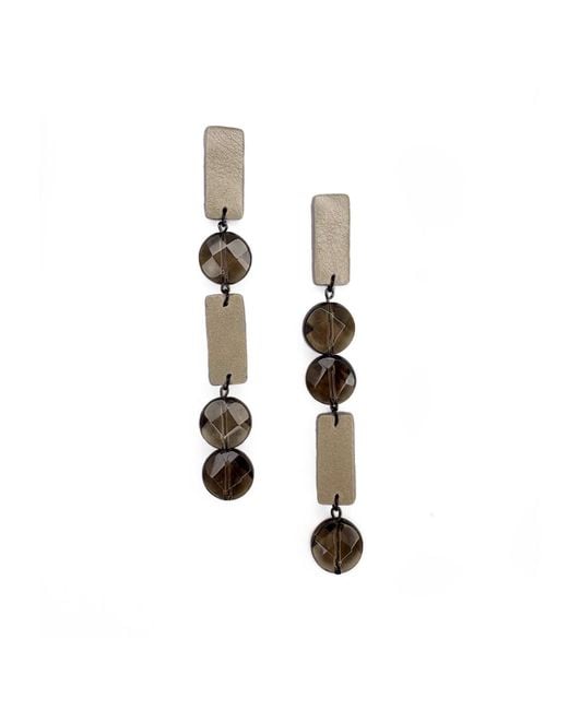 WAIWAI Metallic Neutrals Smoky Quartz Drop Earrings