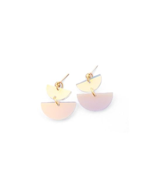By Chavelli Pink Neutrals Twin Luna Half-Moon Dangly Earrings