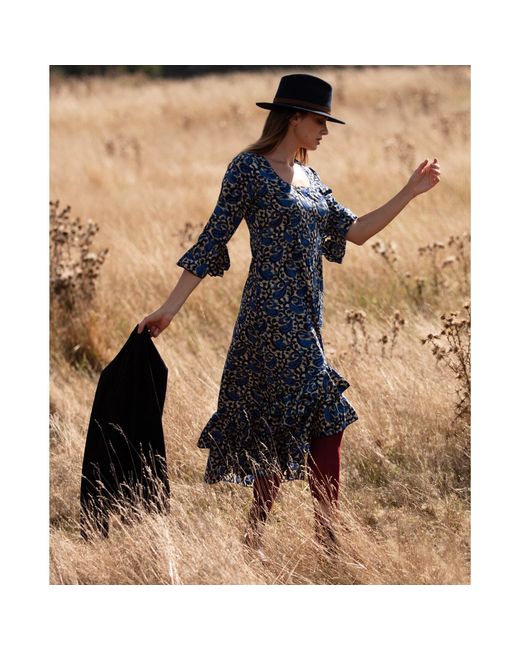 At Last Blue Victoria Midi Dress Swirl